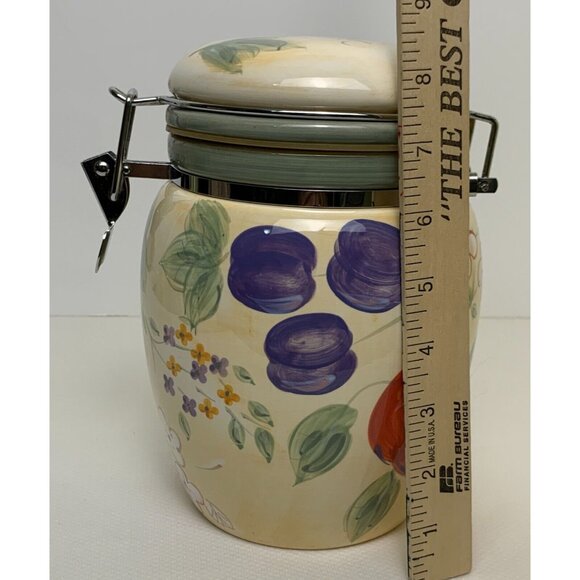 Gibson Home Ceramic Airtight Storage Jar Fruit Grove Canister Clamp Lid Storage - Picture 8 of 10